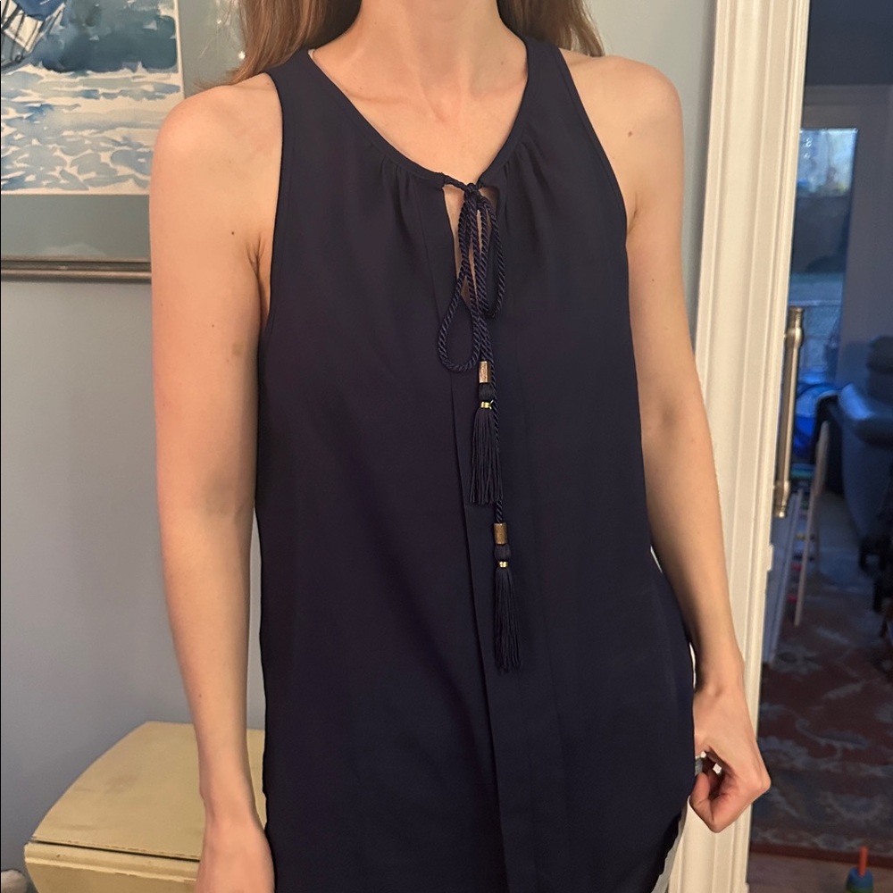 Charming Charlie Navy Tassel-Halter Camisole